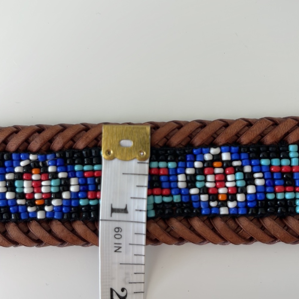 Eddie Bauer 1993 Brown  Leather Beaded Western Belt Size 30 - Picture 13 of 16